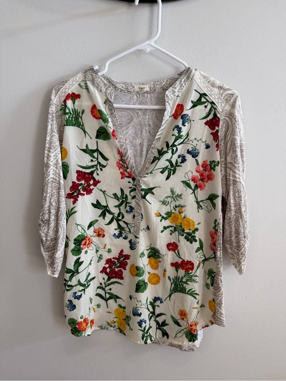 Anthropologie Tiny Floral Paisley Blouse Women’s Boho Mixed Print Tunic Top
